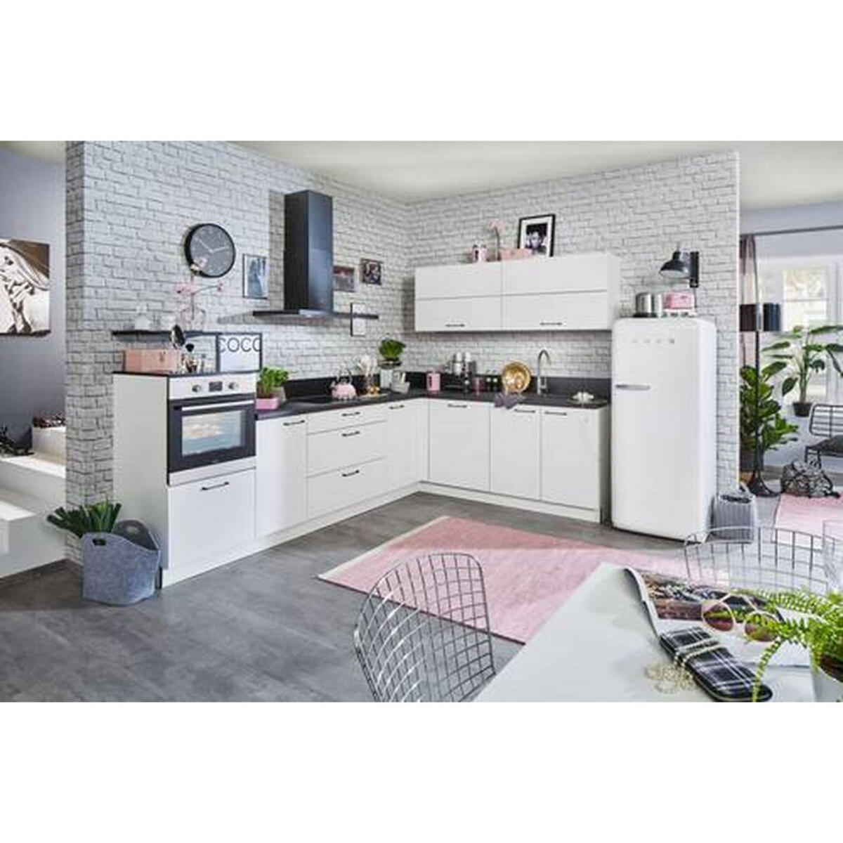 Bild 1 von Welnova Küchenleerblock, Schwarz, Weiß, Metall, 305x215 cm, Made in Germany, in den Filialen seitenverkehrt erhältlich, Küchen, Küchenzeilen & Küchenblöcke, Küchenzeilen ohne Geräte