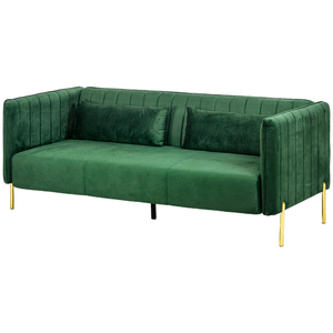 HOMCOM 3 Sitzer Sofa Gästesofa mit 2 Sitzkissen, dreier Couch mit Armlehne, gepolstert Polstersofa mit Samt-Optik, 200 x 88 x 76 cm, Grün