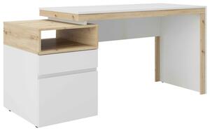 Schreibtisch 'Santiago', weiß/eiche, Weiß, Eiche Artisan