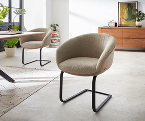 Freischwinger Vinka-Flex mit Armlehnen Materialmix Schlamm Freischwinger flach Schwarz Taschenfederkern