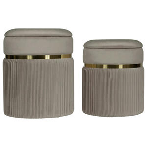 Mid.you Hockerset, Taupe, Gold, Textil, 2-teilig, 31.5x36x38 cm, Stauraum, Wohnzimmer, Hocker, Sitzhocker