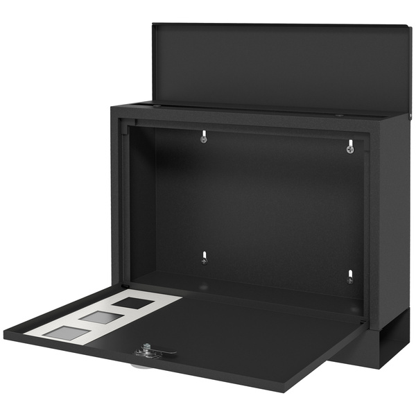 Bild 1 von HOMCOM Briefkasten mit Zeitungsfach, Postkasten aus Metall mit 2 Schlüssel, mit Sichtfenster, Wasserabweisend, 36,5 x 11,5 x 29 cm, Schwarz