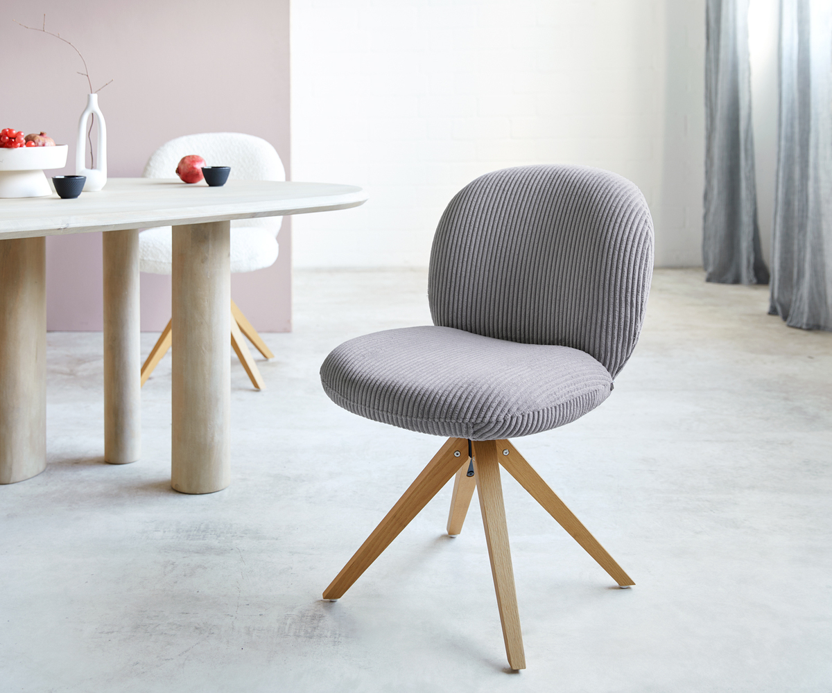 Bild 1 von Drehstuhl Nube-Flex Cord Silbergrau Holzgestell kantig Natur 180° drehbar Taschenfederkern