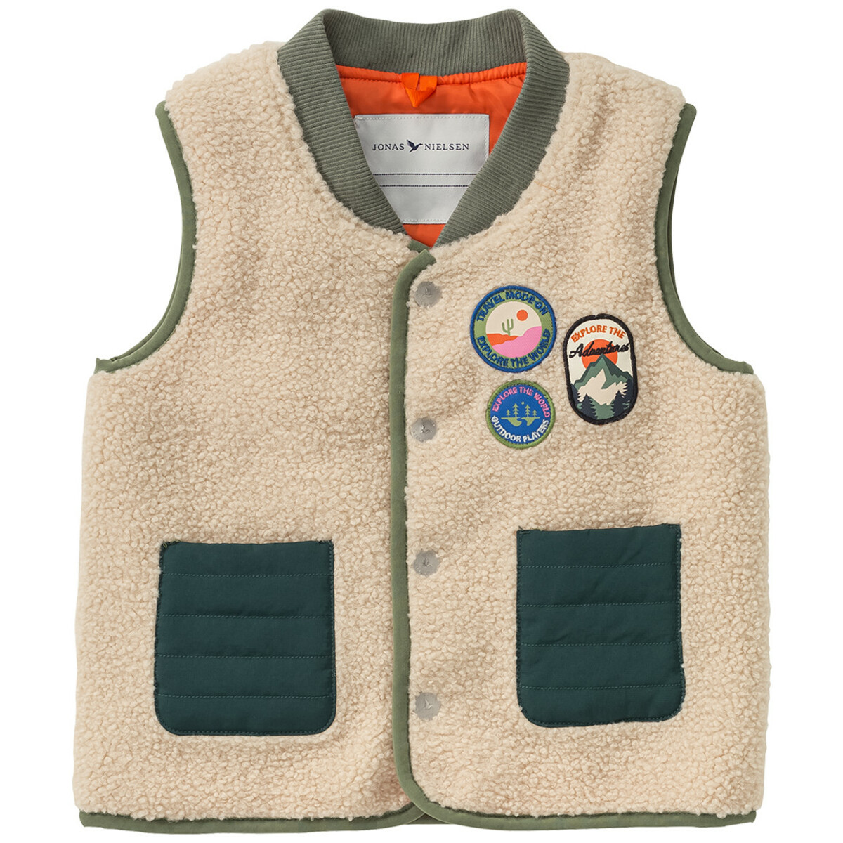 Bild 1 von Jungen Weste aus Teddyplüsch CREME / OLIV / DUNKELGRÜN