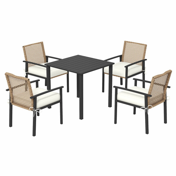 Outsunny Rattan Sitzgruppe, 5tlg. Gartenmöbel Set, Balkonset für 4