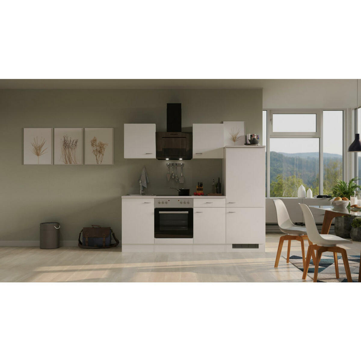 Bild 1 von FlexWell Küchenblock, Weiß, Kunststoff, 1,1 Schubladen, einmalig seitenverkehrt montierbar, nur wie online abgebildet bestellbar, 220 cm, Made in Germany, links aufbaubar, rechts aufbaubar, Küchen