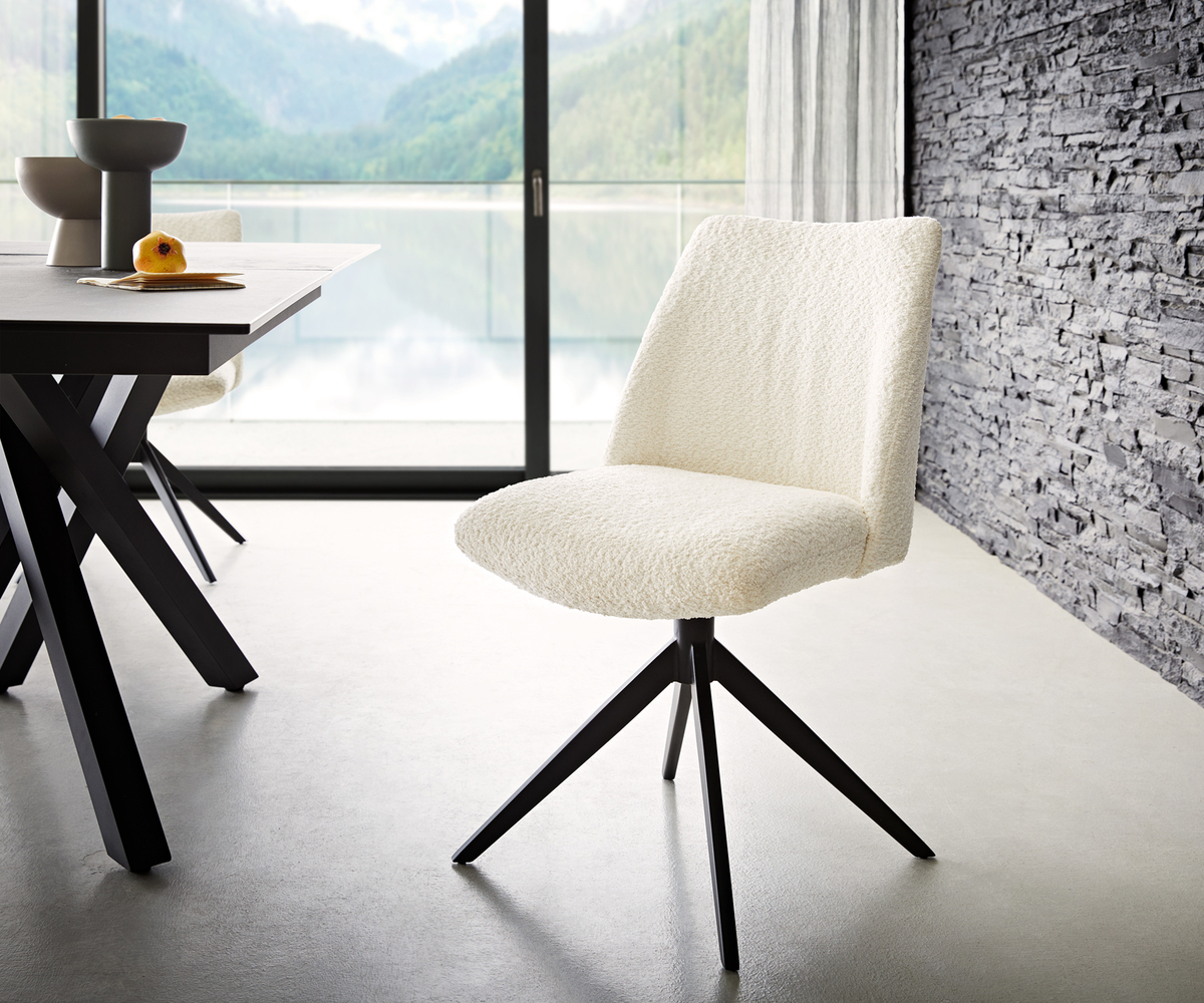 Bild 1 von Drehstuhl Elso-Flex Bouclé Weiß Kreuzgestell breit Schwarz 360° drehbar Taschenfederkern