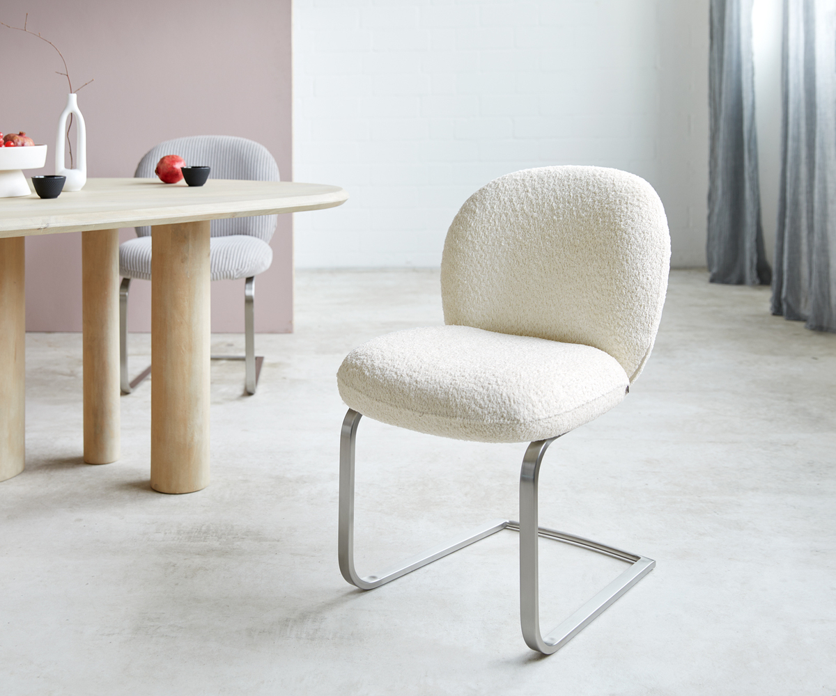 Bild 1 von Freischwinger Nube-Flex Bouclé Weiß Freischwinger flach Edelstahl Taschenfederkern