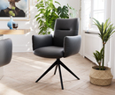 Bild 1 von Drehstuhl Jova-Flex mit Armlehnen Echt-Leder Schwarz Kreuzgestell breit Schwarz 360° drehbar Taschenfederkern
