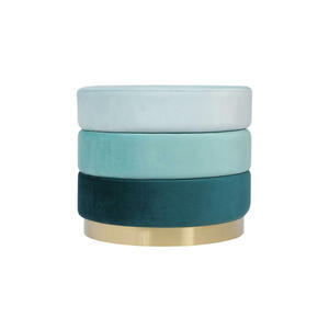 Mid.you Hocker, Blau, Gold, Textil, rund, 42 cm, Wohnzimmer, Hocker, Sitzhocker
