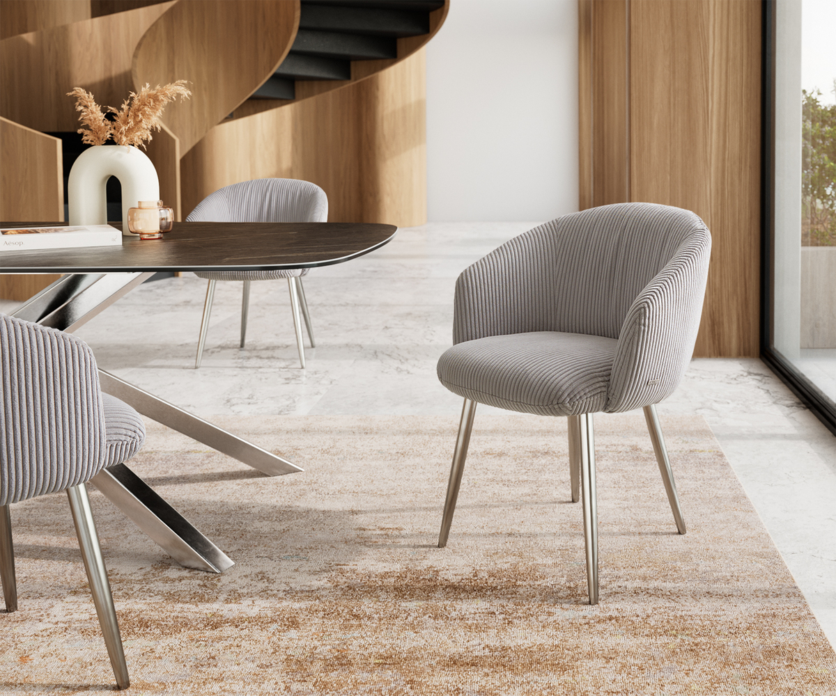 Bild 1 von Armlehnstuhl Caja-Flex Cord Silbergrau 4-Fuß konisch Edelstahl Taschenfederkern