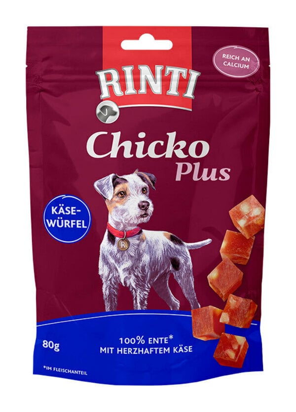 Bild 1 von RINTI Chicko Plus 12x80g Käsewürfel mit Ente