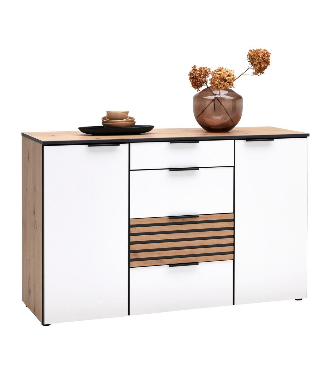 Bild 1 von Kommode Leo in Weiß/Eiche Artisan/Graphit, Graphitfarben, Weiß, Eiche Artisan