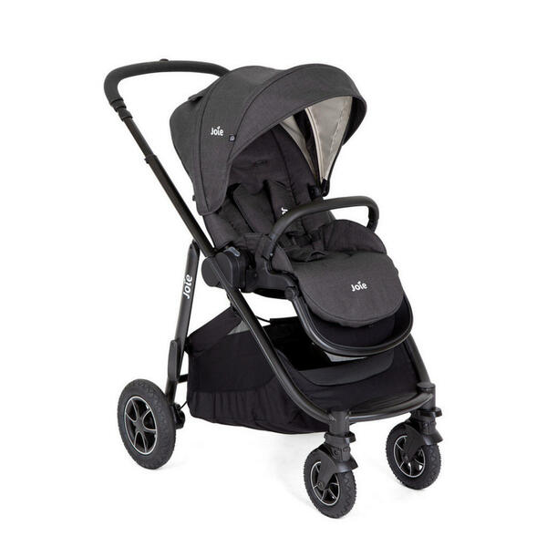 Bild 1 von Joie Kinderwagen Versatrax 2024, Schwarz, Textil, 60x109.5x90 cm, Feststellbremse, Fußstütze abklappbar, Federung, Verdeckung abnehmbar, 5-Punkte-Gurt, für Babyschale geeignet, Griff in Lederoptik