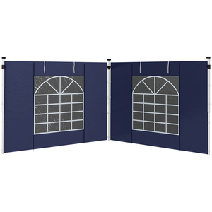 Outsunny 2 Seitenteile Seitenwände für 3 x 3/ 3 x 6 m Pavillon, Seitenplanen mit Fenster, Tür, Ersatzwände für Partyzelt, Oxford, Blau