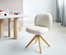 Bild 1 von Drehstuhl Nube-Flex Bouclé Weiß Holzgestell kantig Natur 180° drehbar Taschenfederkern