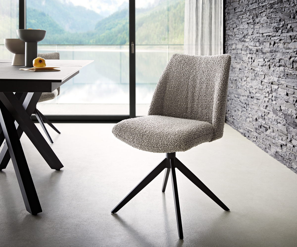 Bild 1 von Drehstuhl Elso-Flex Bouclé Silbergrau Kreuzgestell breit Schwarz 360° drehbar Taschenfederkern