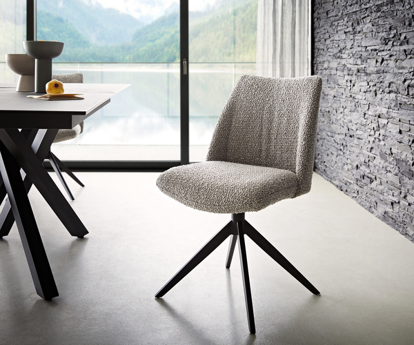 Bild 1 von Drehstuhl Elso-Flex Bouclé Silbergrau Kreuzgestell breit Schwarz 360° drehbar Taschenfederkern