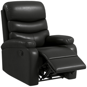 HOMCOM Relaxsessel Fernsehsessel mit Liegefunktion Liegesessel TV-Sessel mit Fußstütze, Ruhesessel bis 125 kg Belastbar, Kunstleder, Schwarz
