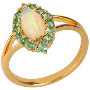Ring 925 Silver verg. Äthiopischer Opal+Smaragd