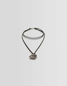 Bershka Doppelpack Choker-Halsketten Mit Kordel Damen Silber