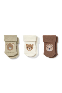 C&A Multipack 3er-Tiere-Erstlings-Socken mit Motiv, Grau, Größe: 10-11