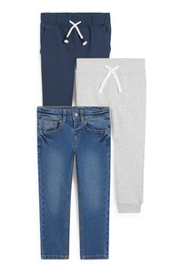 C&A Multipack 3er-Slim Jeans, Stoff-und Jogginghose, Blau, Größe: 92
