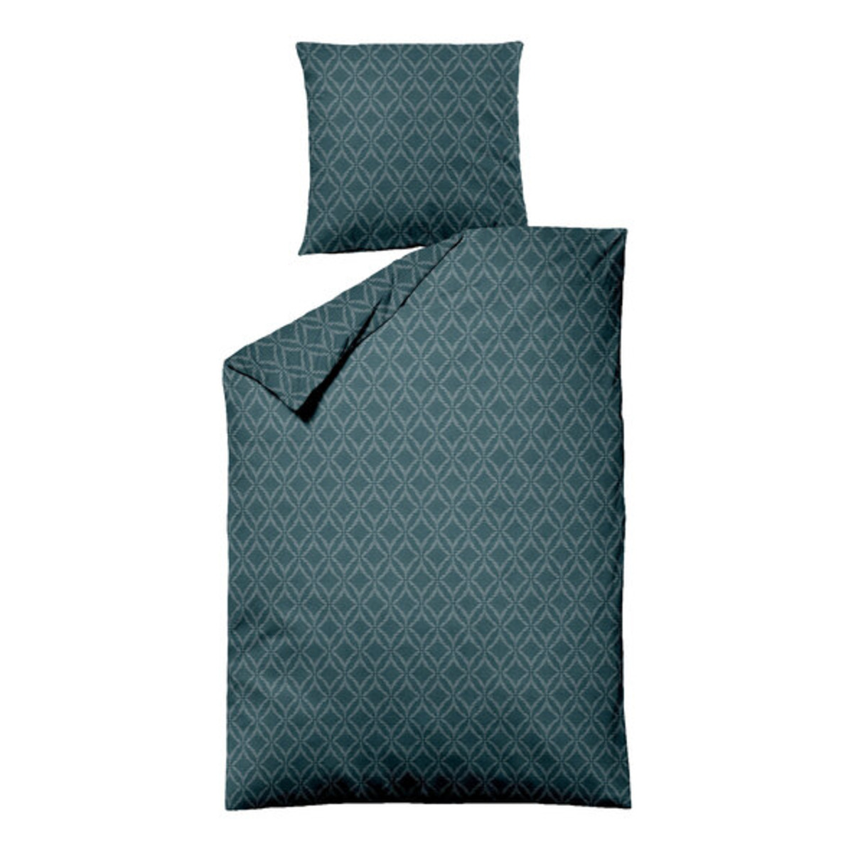 Bild 1 von Bettwäsche Jacquard-Feinbiber 135/200 + 80/80 cm, Grafik petrol