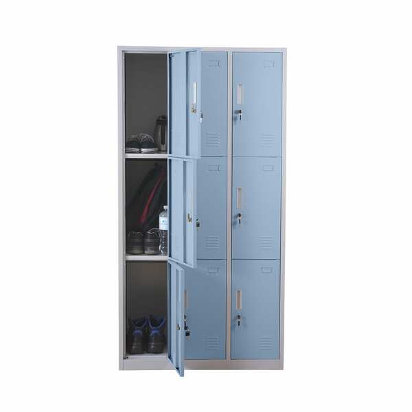 Bild 1 von Schließfach Preston T829, Schließfachschrank Wertfachschrank Spind, Metall 9 Fächer, blau