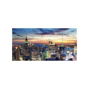 LED-Bild, Leinwandbild Wandbild Leuchtbild, Timer MVG-zertifiziert ~ 100x50cm New York, flackernd