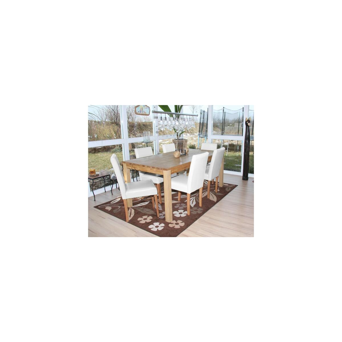 Bild 1 von 6er-Set Esszimmerstuhl Stuhl Küchenstuhl Littau ~ Leder, weiß, helle Beine