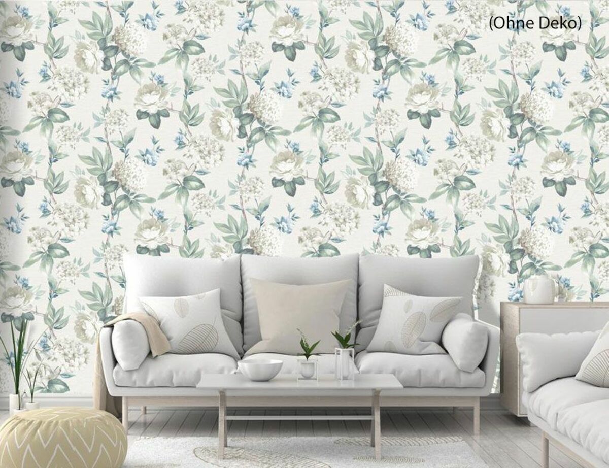 Bild 3 von Papiertapete Blume Grün Weiß