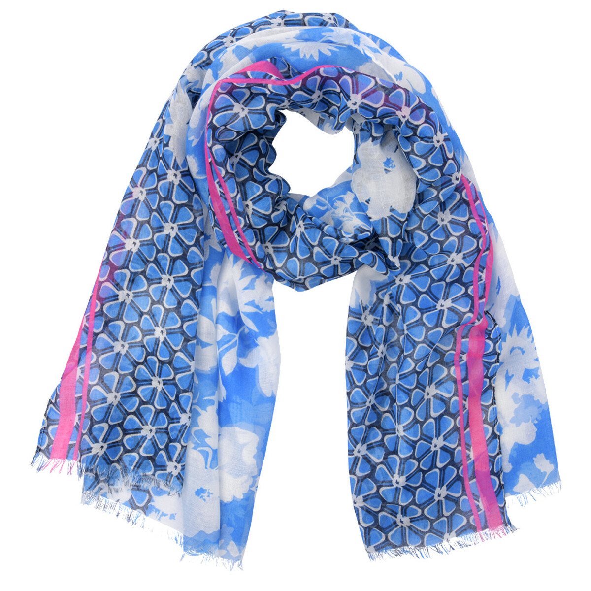 Bild 1 von Damen Tuch mit Blumen-Print BLAU / DUNKELBLAU / WEISS
