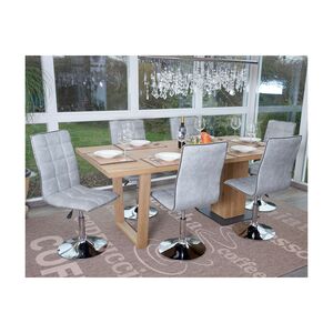 6er-Set Esszimmerstuhl MCW-C41, Stuhl Küchenstuhl, höhenverstellbar drehbar, Stoff/Textil ~ vintage betongrau