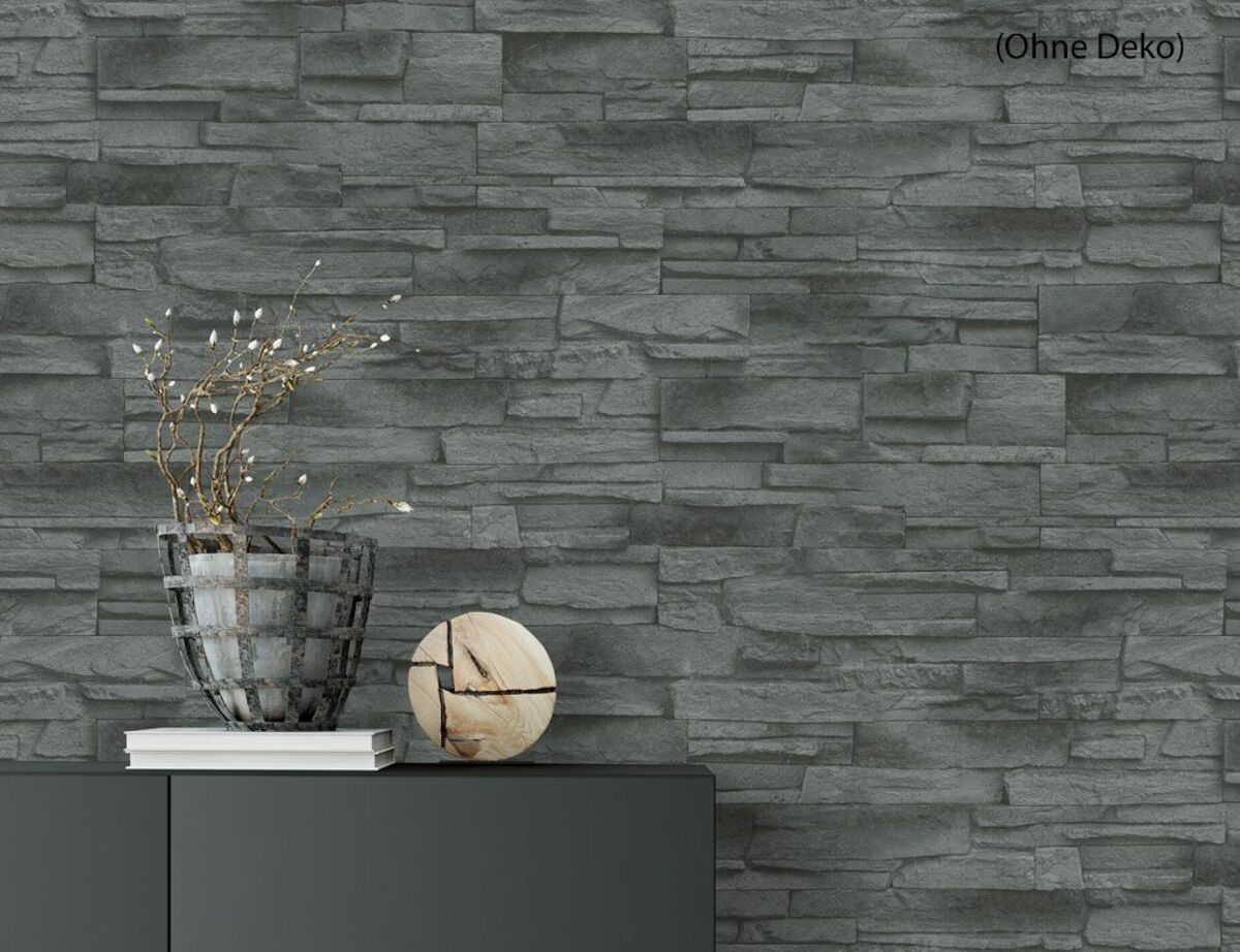 Bild 3 von Vliestapete Stein Schwarz