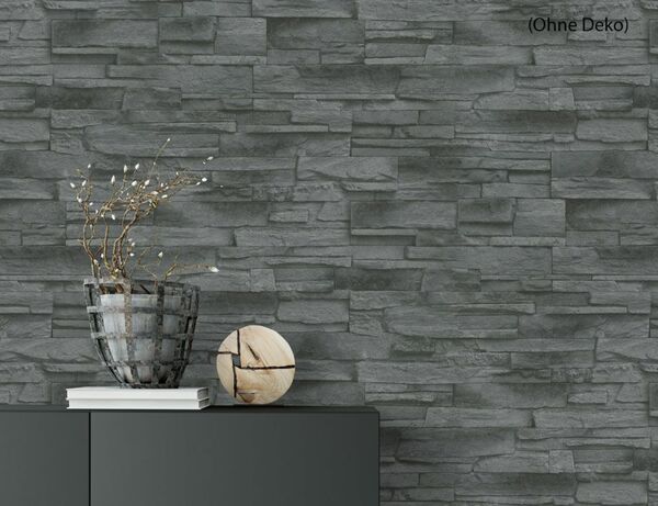 Bild 3 von Vliestapete Stein Schwarz