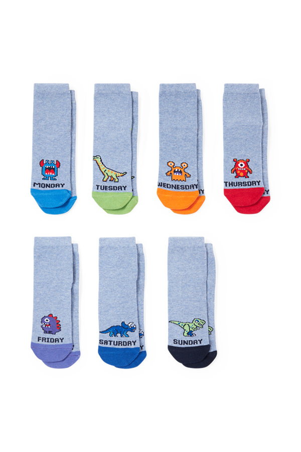 Bild 1 von C&A Multipack 7er-Wochentage-Socken mit Motiv, Blau, Größe: 24-26