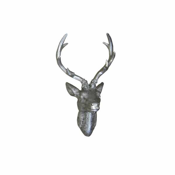 Bild 1 von Hirschgeweih 10 Ender in Silber Hirschkopf Wand Deko Jagd Geweih 20 x 30cm