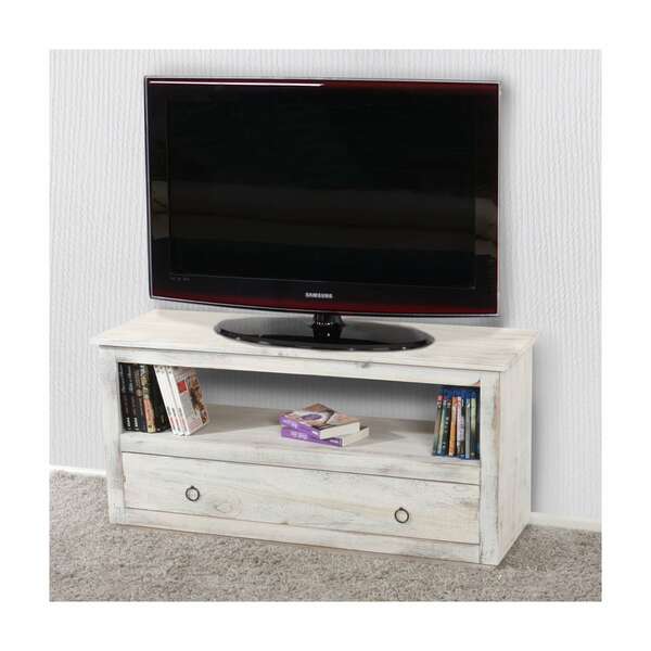 Bild 1 von TV-Rack Fernsehtisch Lowboard TV-Regal, Shabby-Look, Vintage ~ weiß