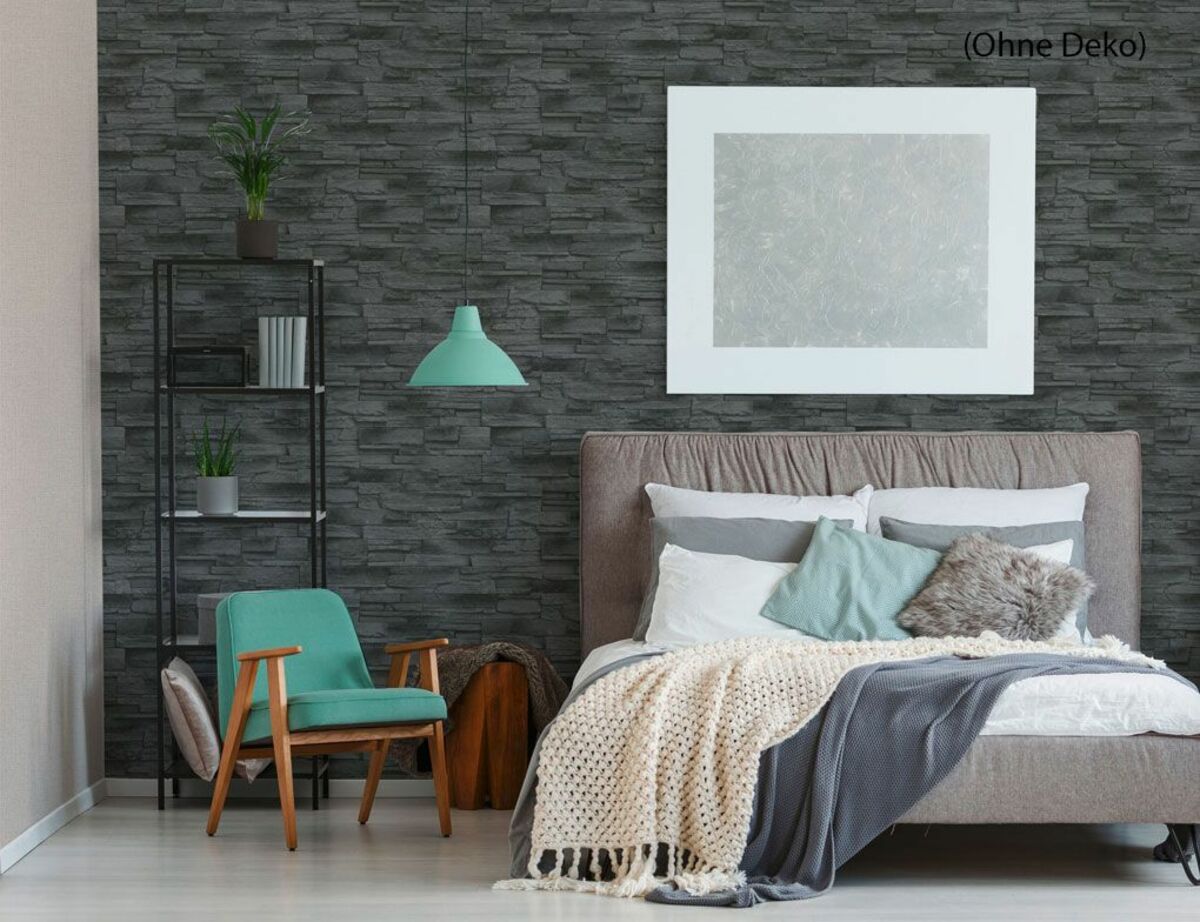 Bild 4 von Vliestapete Stein Schwarz