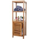 Bild 1 von Badregal MCW-B18, Badezimmer Badschrank Standregal mit Tür, Bambus ~ 110x36x34cm