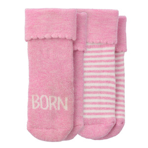 2 Paar Baby Socken aus Frottee ROSA / WEISS