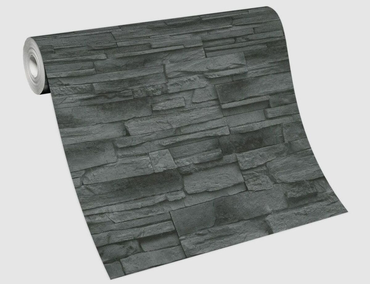 Bild 2 von Vliestapete Stein Schwarz