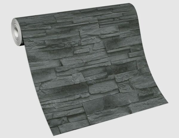 Bild 2 von Vliestapete Stein Schwarz