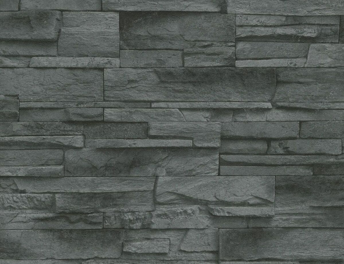 Bild 1 von Vliestapete Stein Schwarz