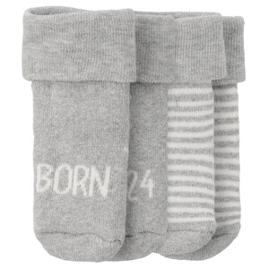 2 Paar Newborn Socken mit Umschlagbündchen HELLGRAU