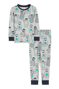 C&A Monster-Pyjama-2 teilig, Grau, Größe: 92