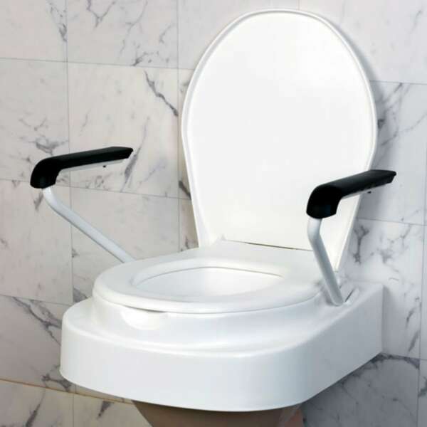 Bild 1 von Servocare höhenverstellbarer Toilettensitz mit Deckel, Lehnen 3-fach verstellbar
