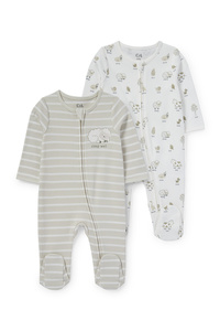C&A Multipack 2er-Bauernhoftiere-Baby-Schlafanzug, Weiß, Größe: 50