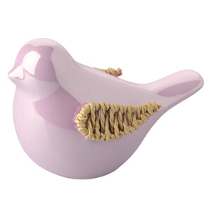 Deko-Vogel aus glänzender Keramik HELLLILA